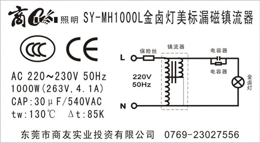 美标漏磁镇流器(集鱼星空(中国)专用)